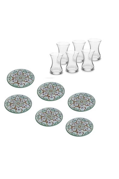 Paşabahçe Zuri Design Düz 12cm Porselen Tabaklı 6 Kişilik Çay Seti ürün görseli 1