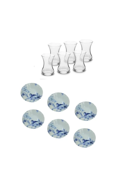 Paşabahçe Zuri Design Porselen Tabaklı 6 Kişilik Çay Seti ürün görseli 1