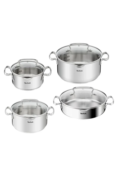 TEFAL Duetto İndüksiyon Tabanlı 8 Parça Çelik Tencere Seti ürün görseli 1