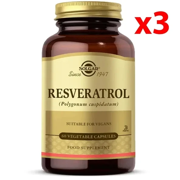 Solgar Resveratrol 60 Kapsül 3 adet ürün görseli 1