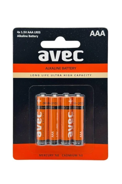 Avec LR03 AAA Alkalin İnce Kalem Pil 4 Lü ürün görseli 1