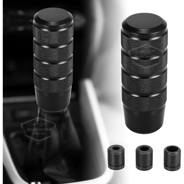 Üniversal 9.5 cm JDM Metal Spor Görünümlü Vites Topuzu Aparatlı Alüminyum Alaşım Otomatik-Manuel Yarış Vites Kolu Siyah ürün görseli 1