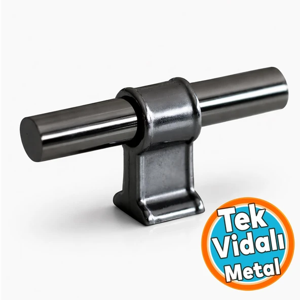 Metal Düğme Tek Vidalı Çekmece Mutfak Mobilya Dolabı Dolap Kulpu Kulbu Kulpları Füme ürün görseli 1