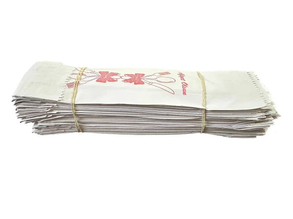 Baskılı Mat Beyaz Baget Dürüm Kese Kağıdı - 8 x 28 Cm. - 0.5 Kg. - Ortalama 120 Ad - Paket ürün görseli 1