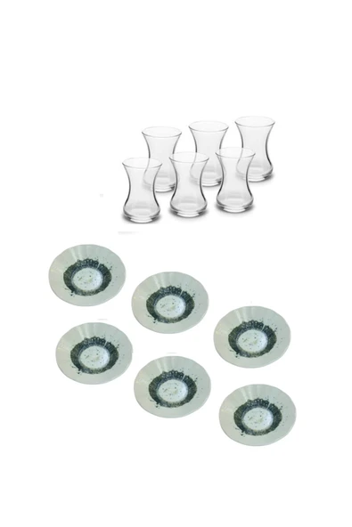 Paşabahçe Zuri Design Porselen Tabaklı 6 Kişilik Çay Seti ürün görseli 1
