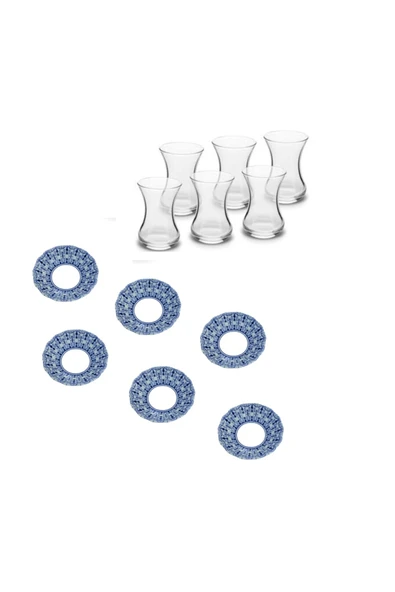 Paşabahçe Zuri Design Porselen Tabaklı 6 Kişilik Çay Seti ürün görseli 1