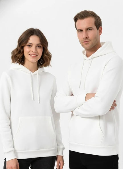 Süvari Oversize Geniş Kesim Pamuklu Yumuşak Dokulu Içi Polarlı Basic Kapüşonlu Sweatshirt ürün görseli 1