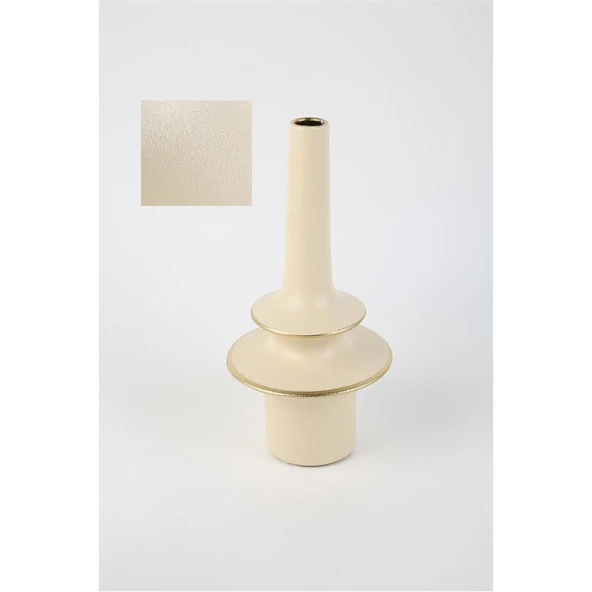 Vitale Krem Seramik Uzun Vazo 13*13*26 cm AK.LA0068 ürün görseli 1