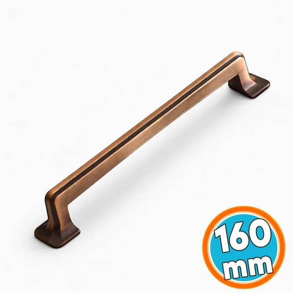 Mobilya Mutfak Çekmece Dolap Dolabı Kulpu Kulbu Kulpları 160 mm Eskitme Antik Bakır Metal ürün görseli 1