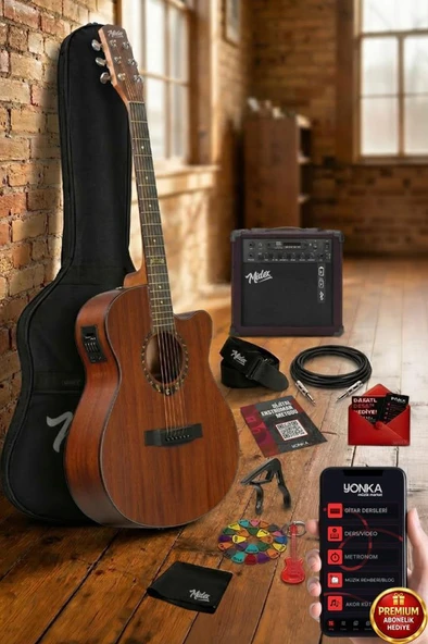 Midex PHX PRO-AMP Amfili Yüksek Kaliteli Masif Elektro Akustik Gitar Seti ürün görseli 1