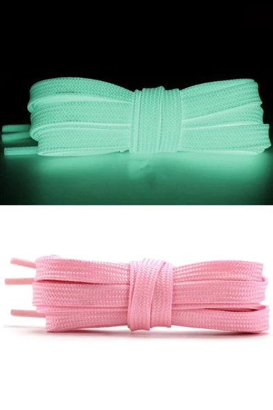 Fosforlu Neon Pembe 1 cm Kalınlığında 1 Çift Yassı Spor Ayakkabı Bağcığı ürün görseli 1