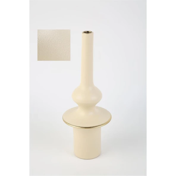 Vitale Krem Seramik Uzun Vazo 13*13*33 cm AK.LA0066 ürün görseli 1