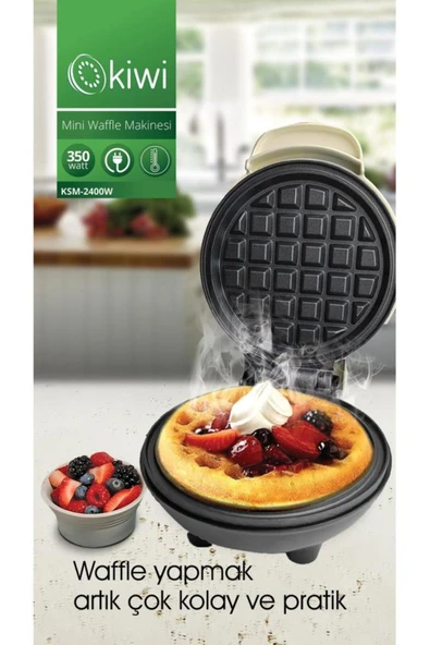 Kiwi KSM-2400W Yapışmaz Plakalı Mini Waffle Makinesi - Krem ürün görseli 1