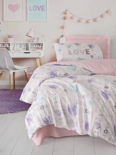 Cotton Box Genç Ranforce Nevresim Takımı Tek Kişilik Lovella Pembe ürün görseli 1