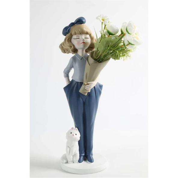 Vitale Polyester Mavi Kız Vazo 48cm AK.KZ0058 ürün görseli 1