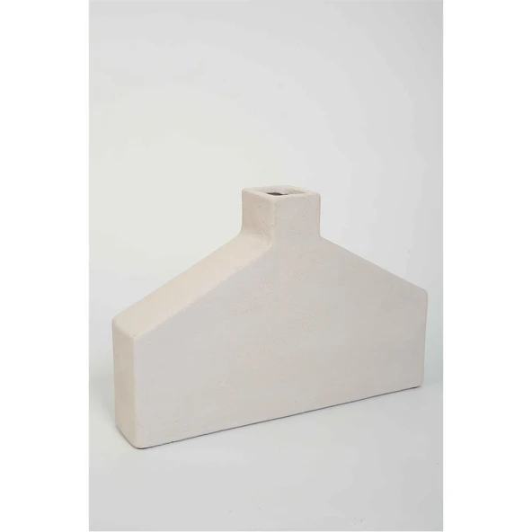 Vitale Lidya Krem Geometrik Kısa Vazo 34*7*23 cm AK.KK0027 ürün görseli 1
