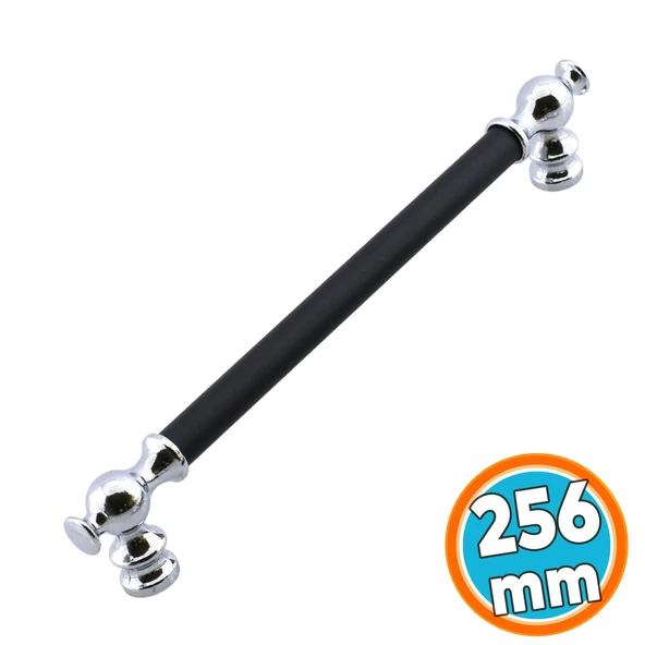 Mobilya Mutfak Çekmece Kapak Kulbu Dolap Dolabı Kulpları Kulpu 256 mm Krom Siyah Metal ürün görseli 1