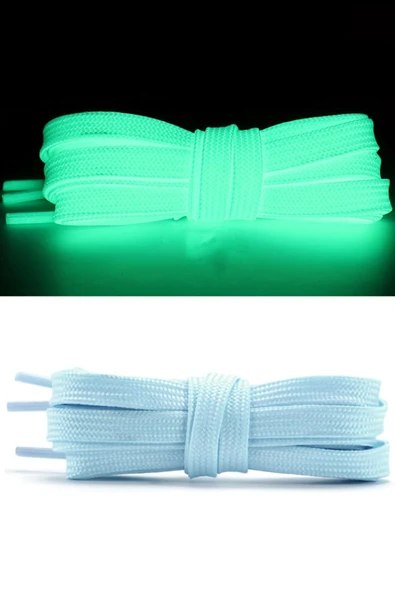 Fosforlu Neon Mavi 1 cm Kalınlığında 1 Çift Yassı Spor Ayakkabı Bağcığı ürün görseli 1