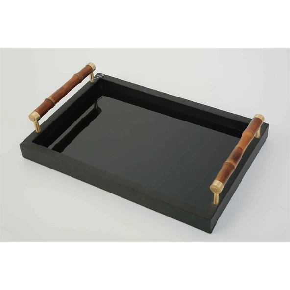 Vitale Joy Bambu Saplı Siyah Tepsi 25*38*3 cm AK.KV0116 ürün görseli 1