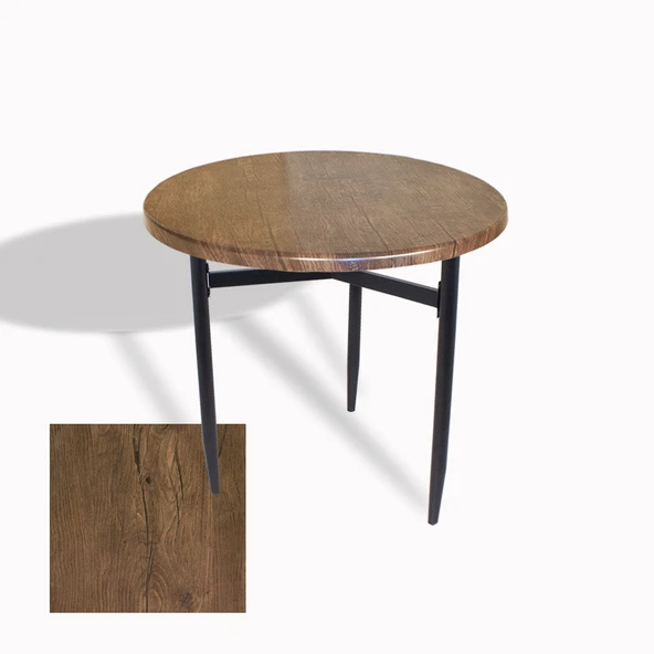 Venedik Masa Yuvarlak Çap 80 ESB (Werzalit, Wermodin veya Allzalit Tabla) - Rustic Dark ürün görseli 1