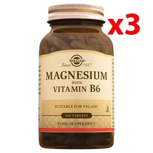 Solgar Magnesium with Vitamin B6 100 Tablet 3 adet ürün görseli 1