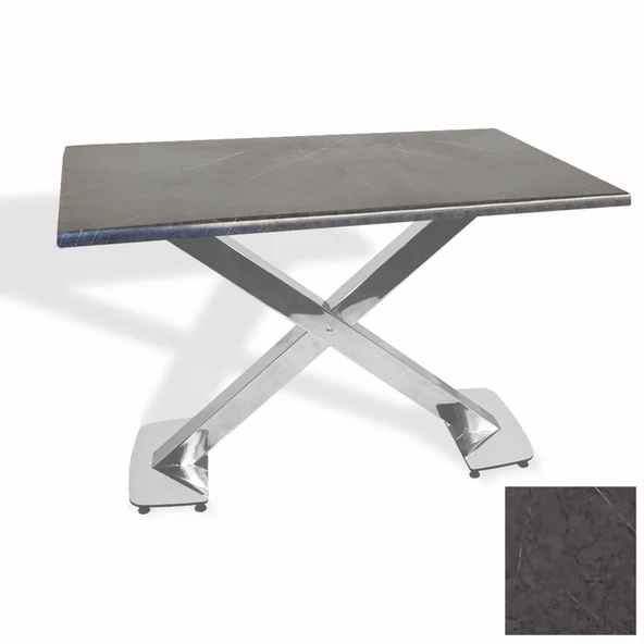 İks Masa Kromnikel (80x120 - Werzalit, Allzalit yada Wermodin Tabla) - Grey Marble ürün görseli 1