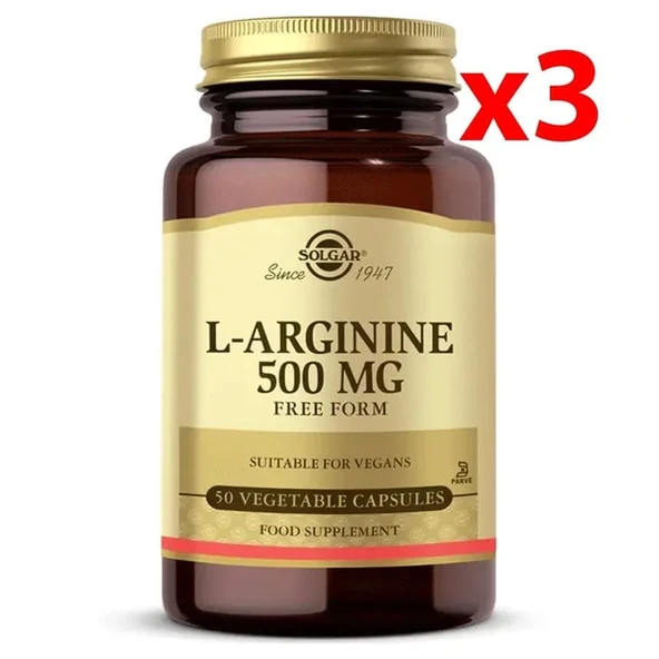 Solgar L-arginine 500 Mg 50 Kapsül 3 adet ürün görseli 1