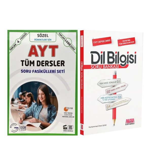 Gür Yayınları AYT Sözel Tüm Dersler Soru Fasikülleri ve AKM Dil Bilgisi Soru Bankası Seti 2 Kitap ürün görseli 1