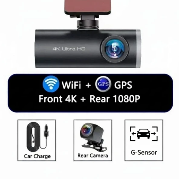 4K Araç Kamerası v36 170 Derece GPS + Wifi v36 ürün görseli 1