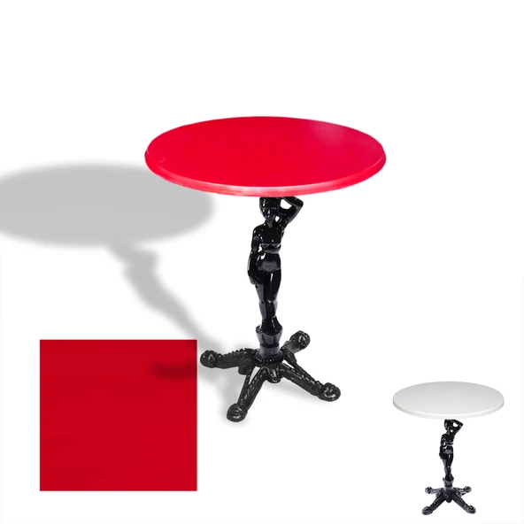 Çipa 1003 Döküm Ayak Yuvarlak Masa Çap 80cm - (Werzalit, Wermodin ve Allzalit Tabla) - Kırmızı ürün görseli 1