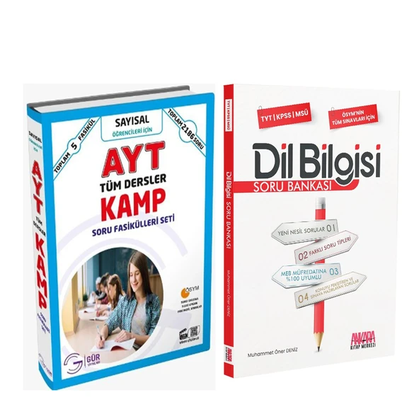 Gür Yayınları AYT Sayısal Kamp Soru Fasikülleri ve AKM Dil Bilgisi Soru Bankası Seti 2 Kitap ürün görseli 1