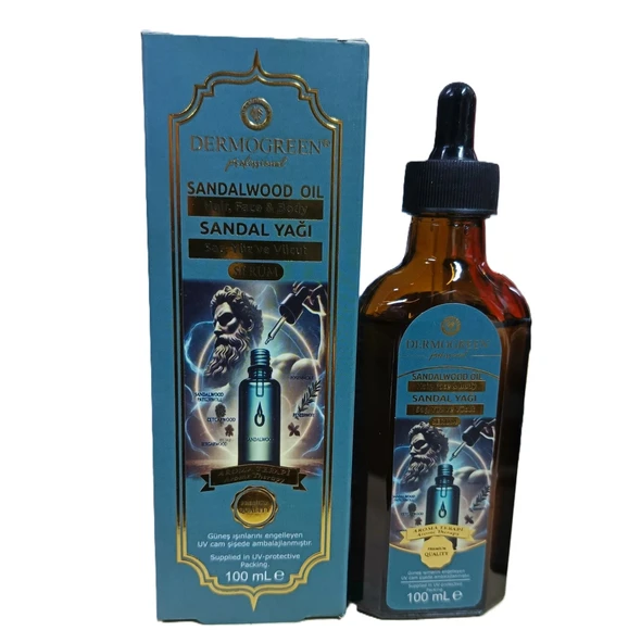 Sandal Ağacı Yağı (Sandalwood oil Serum) Saç, Yüz ve Vücut 100ml, Dermogreen ürün görseli 1