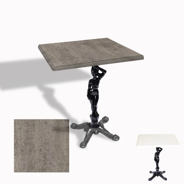 Çipa 1003 Döküm Ayak Kare Masa 70X70 cm - (Werzalit, Wermodin ve Allzalit Tabla) - Kahve Oxid ürün görseli 1
