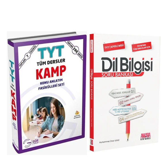 Gür Yayınları TYT Tüm Dersler Konu Anlatım Fasikülleri ve AKM Dil Bilgisi Soru Bankası Seti 2 Kitap ürün görseli 1