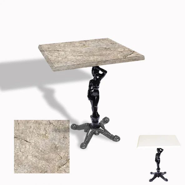 Çipa 1003 Döküm Ayak Kare Masa 80x80 cm - (Werzalit, Wermodin ve Allzalit Tabla) - Scala Marble ürün görseli 1