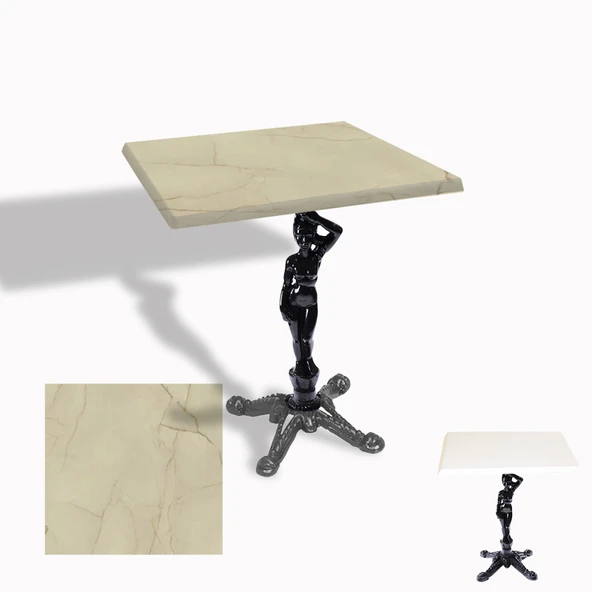 Çipa 1003 Döküm Ayak Kare Masa 60X60 cm - (Werzalit, Wermodin ve Allzalit Tabla) - Golden Marble ürün görseli 1