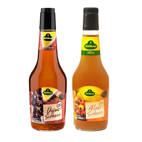Kühne Üzüm Sirkesi 500 ml ve Alıç Sirkesi 500 ml Cam 2 li Set ürün görseli 1