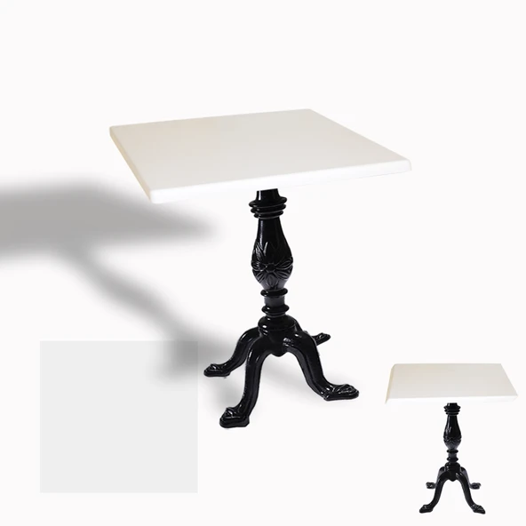 Çipa 1001 Döküm Ayak Kare Masa 80X80 cm - (Werzalit, Wermodin ve Allzalit Tabla) - Beyaz ürün görseli 1