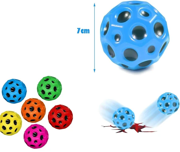 Yükseğe Zıplayan Top Moon Ball Ay Topu Karışık Tek Renkli 7 cm - 1 Adet ürün görseli 1