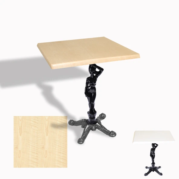 Çipa 1003 Döküm Ayak Kare Masa 60X60 cm - (Werzalit, Wermodin ve Allzalit Tabla) - Akçaağaç ürün görseli 1