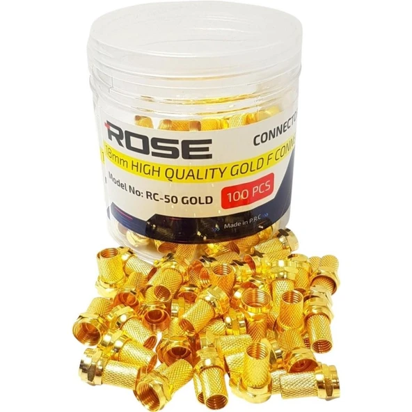 Rose Rc-50 Rg6 Gold F Konnektör 18MM - Kutulu 100ADET ROSE ürün görseli 1