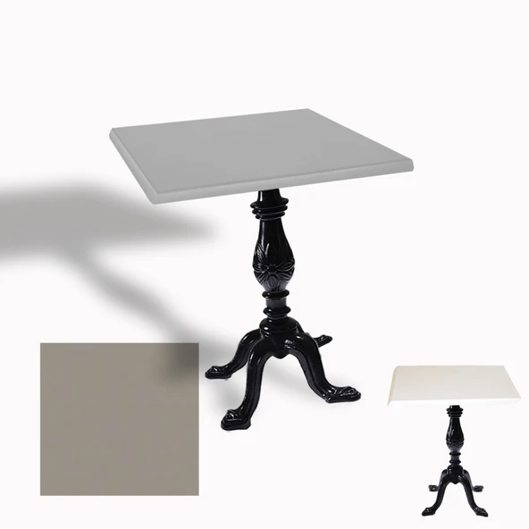 Çipa 1001 Döküm Ayak Kare Masa 60X60 cm - (Werzalit, Wermodin ve Allzalit Tabla) - Koyu Gri ürün görseli 1