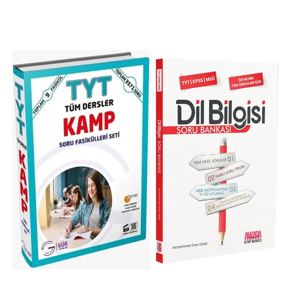 Gür Yayınları TYT Tüm Dersler Soru Fasikülleri ve AKM Dil Bilgisi Soru Bankası Seti 2 Kitap ürün görseli 1