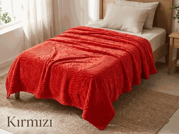 MERİNOS Elegans Tek Kişilik Battaniye Kırmızı - Resim 2