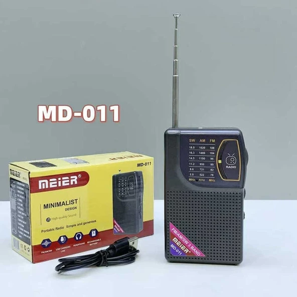 Rose Şarjlı Cep Radyosu - Fm Radyo, Deprem Radyosu Taşınabilir Küçük Radyo BLACK - MD-011 ürün görseli 1