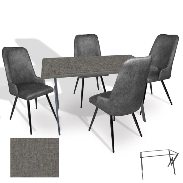 Anemon - Çırağan Masa Takımı (Werzalit, Allzalit, Vermodin Tabla 80x120) - (Twister - Füme) ürün görseli 1