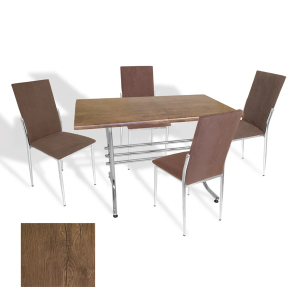 Japon - Gözde Masa Takımı - 70x120 (Werzalit, Wermodin ve Allzalit Tabla) - (Rustic Dark - Taytüyü Kahve) ürün görseli 1