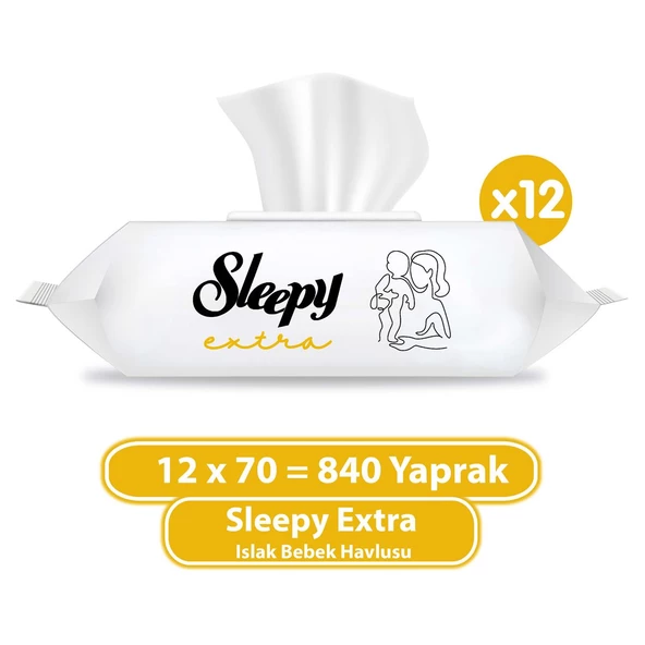 Sleepy Extra Islak Bebek Havlusu 12x70 (840 Yaprak) ürün görseli 1