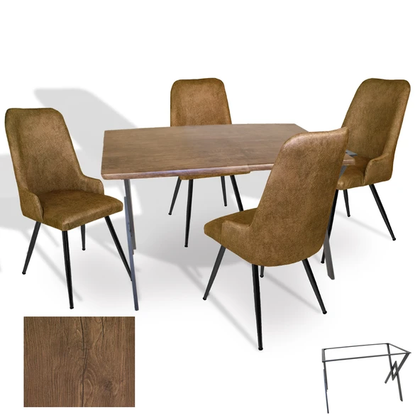 Anemon - Çırağan Masa Takımı (Werzalit, Allzalit, Vermodin Tabla 80x120) - (Rustic Dark - Kahve) ürün görseli 1