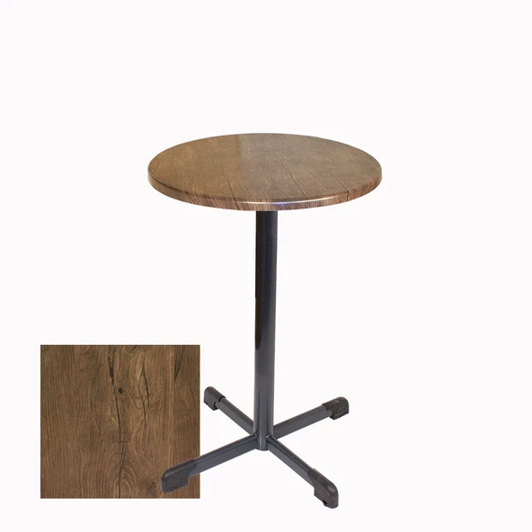 Bistro Masa Halley - (Werzalit, Wermodin ve Allzalit Tabla 60 cm çap) - Rustic Dark ürün görseli 1